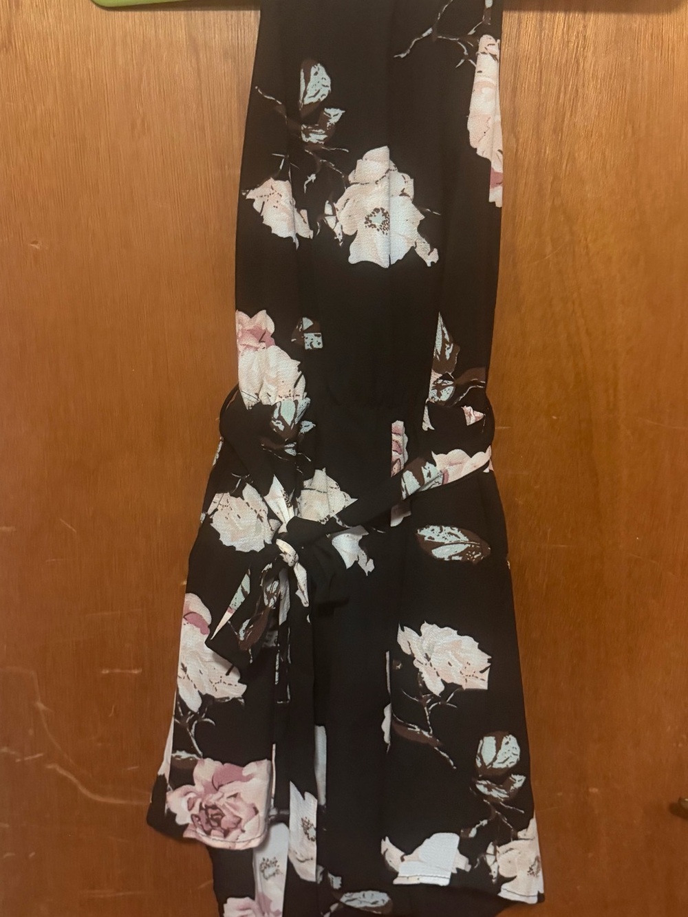 Black Floral Tie-Waist Women's Romper
